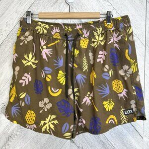 SAXX OH BUOY 2N1 Volly 5" Shorts Swim Trunks Mens Size XL Floral Beach